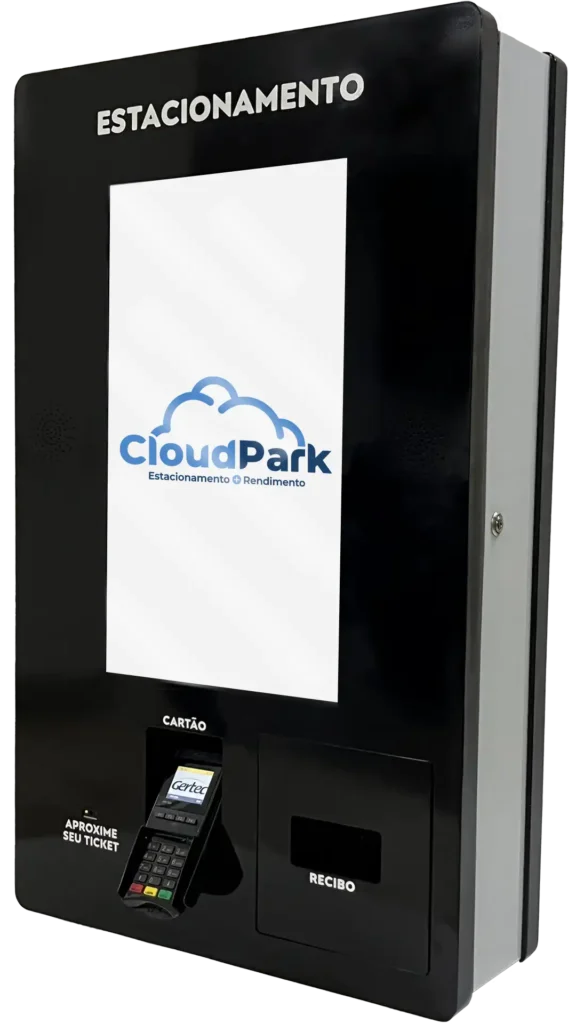 totem de autopagamento, para agilidade e praticidade na operação do estacionamento.