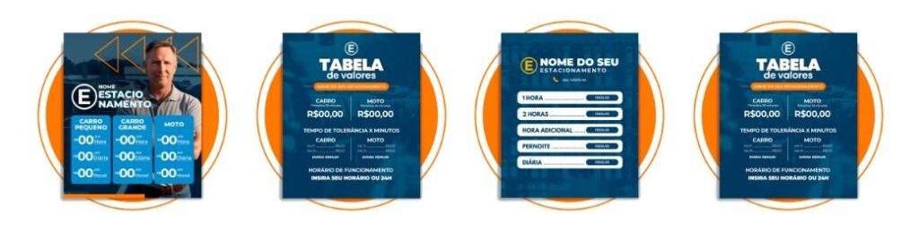 Modelos prontos de tabela de preço de estacionamento