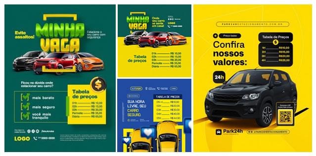 Exemplo de tabela de preço para estacionamento.