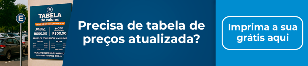 Tabela de preços para estacionamento