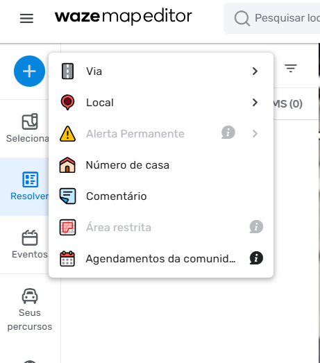 Crie um novo lugar, se necessário  para cadastrar seu estacionamento