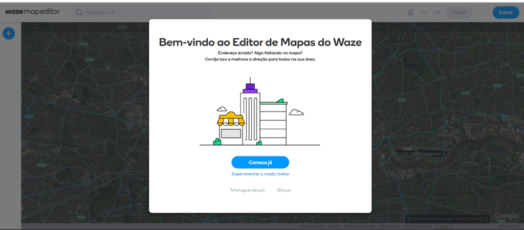 Acesse o Waze Map Editor para cadastrar seu estacionamento