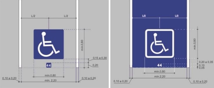 Dimensões e medidas das vagas acessíveis