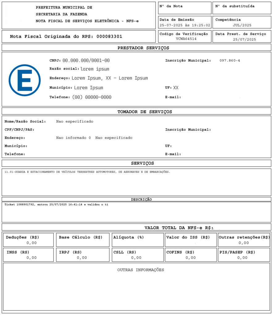 Estacionamento precisa emitir nota fiscal?