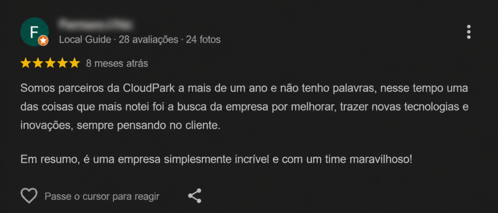 Avaliação de cliente no google meu negócio