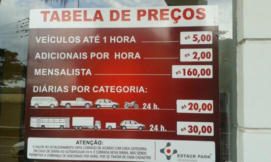 Quais fatores podem influenciar o valor da tarifa do estacionamento?