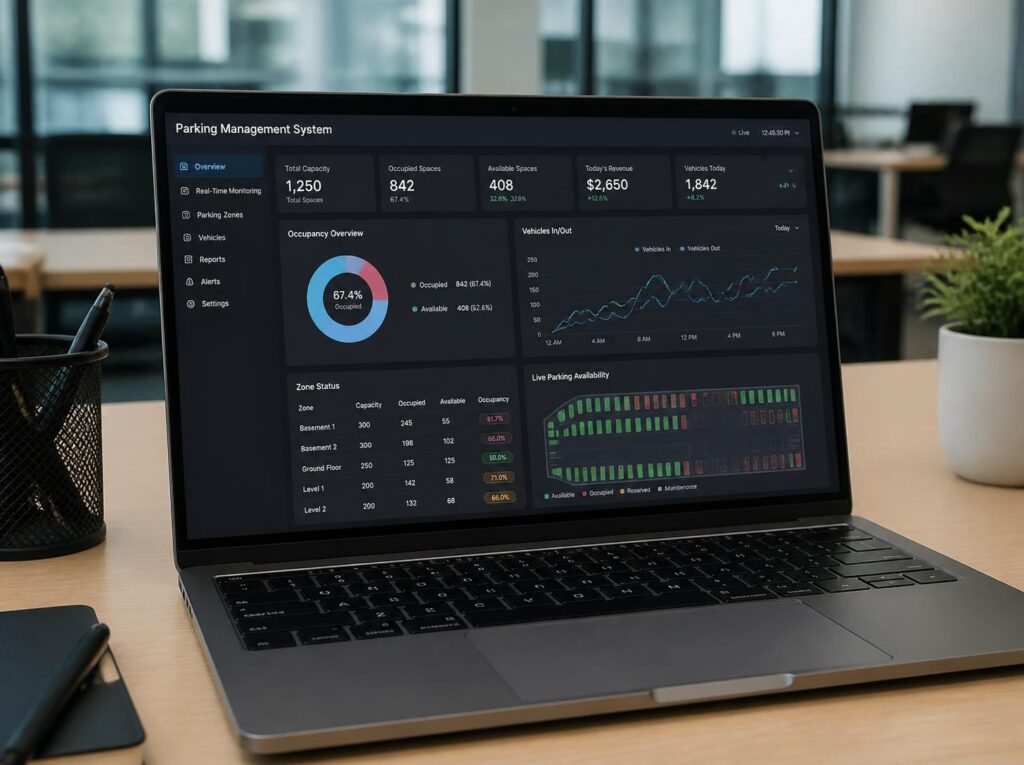 Dashboard e indicadores de estacionamento